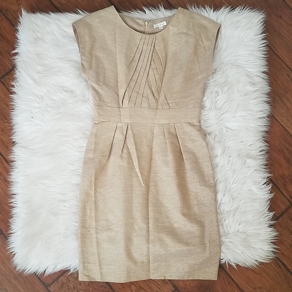 Shoshanna Dresses & Skirts - SHOSHANNA Gold Structured Cotton Linen Dress